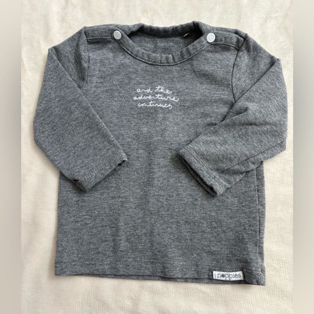 Noppies Gray Long Sleeve Tee Soft Knit Crew Neck